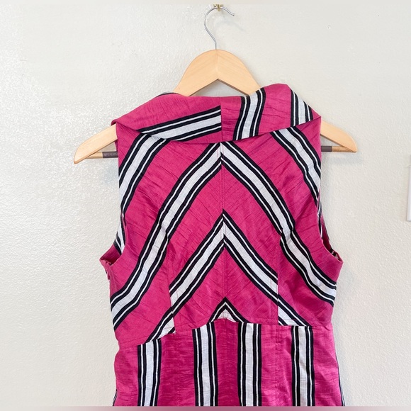 Pink Stripe Linen Cocktail Dress with Cowl Neck - Picture 5 of 5